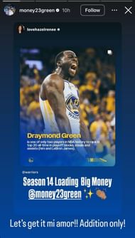 Draymond Green’s comment/Instagram @money23green
